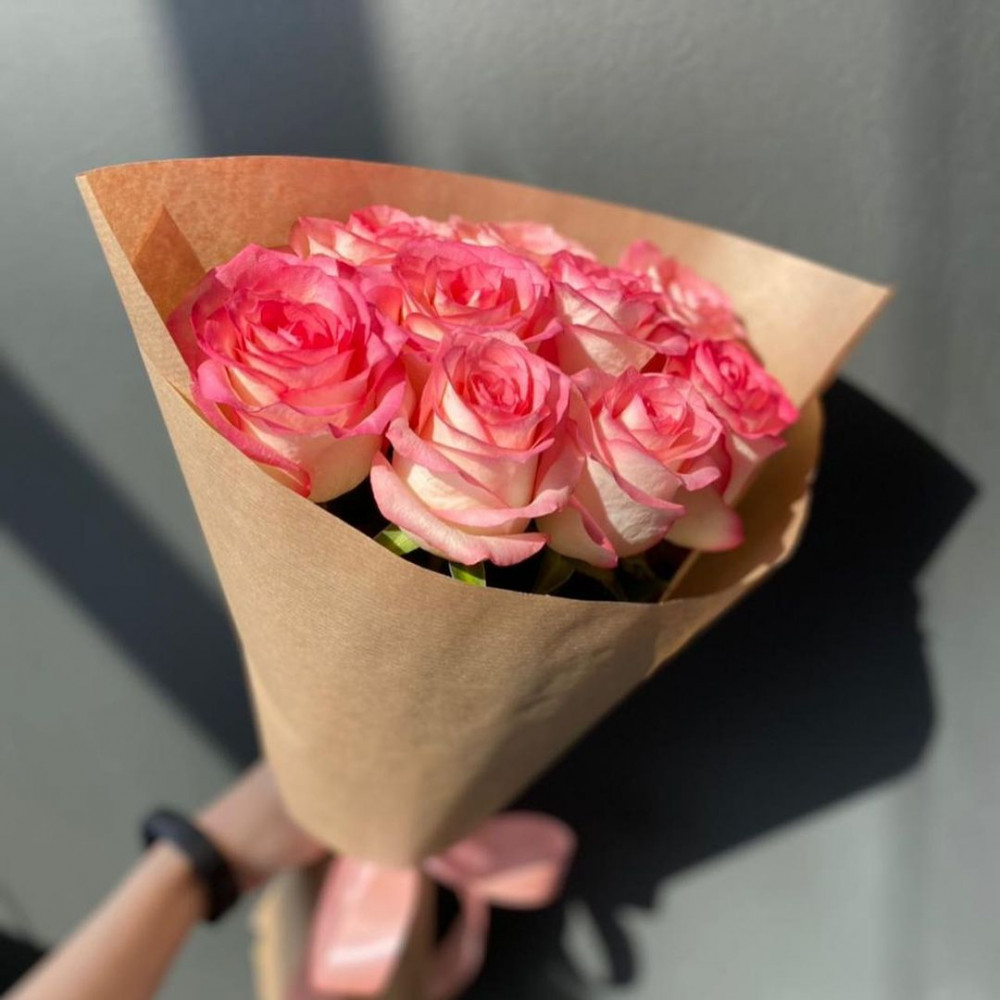 Букет цветов «Букет из 9 розовых роз» - фото 2
